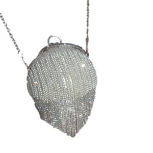 🐧UNIQUE VINTAGE Round Pearl/Rhinestones Flapper Clutch